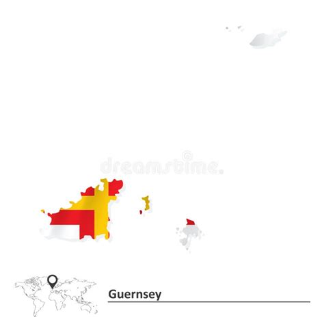 Map of Guernsey with flag stock vector. Illustration of land - 125150237