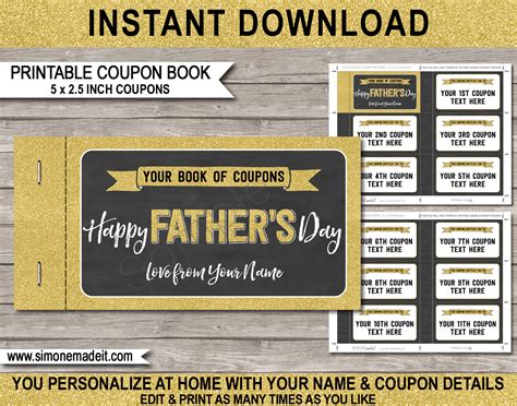 Printable Father's Day Coupon Book Template | DIY Print at Home Coupons