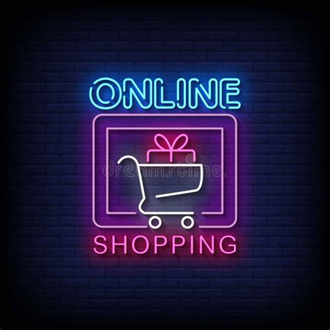 Online Shopping Neon Signs Style Text Vector Stock Vector - Illustration of billboard, element ...