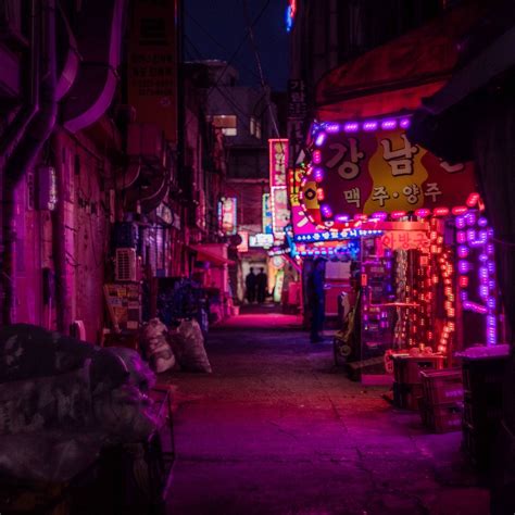 Noealz - Anime Cyberpunk Rain Photography — Seoul red light district...