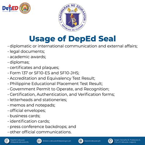 When to use the DepEd Seal and... - DepEd Tayo Cabuyao City