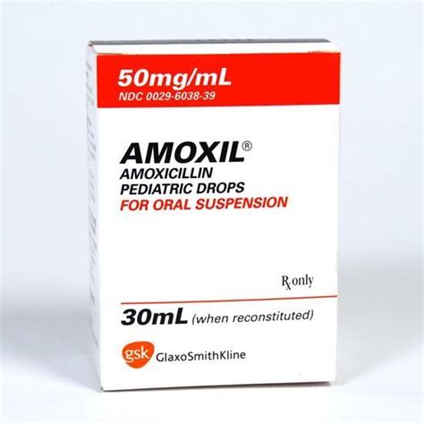 Amoxil (Amoxicillin), 50mg, Pediatric, Drops, 30mL Bottle *Discontinued ...