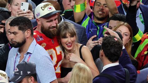 Taylor Swift and Travis Kelce point to each other during You Belong ...