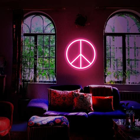 Neon Sign Peace Symbol, Peace Neon Sign, Peace Led Sign, Peace Light ...