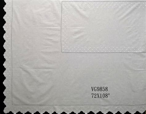 VG9858 72X108" White cotton with white hand embroidery tablecloth