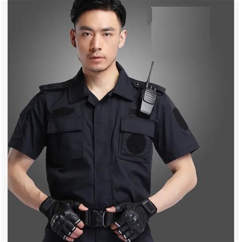 (10 set shirt&pant)Security guard suits hotel property grid cotton long sleeve combat security ...