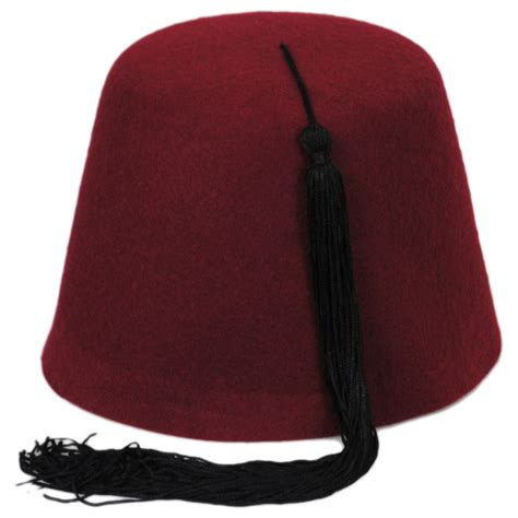 Village Hat Shop Maroon Fez with Black Tassel Fez