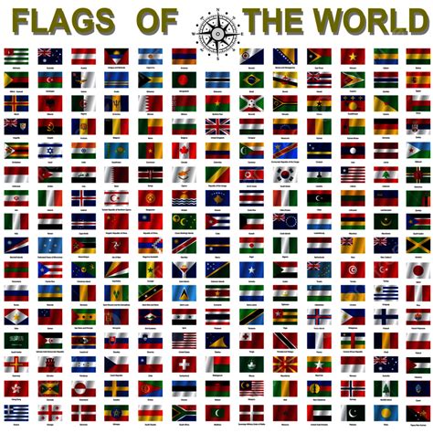 Set Of Flags Of World Sovereign States Signed By The Countries Names Banner Template Download on ...