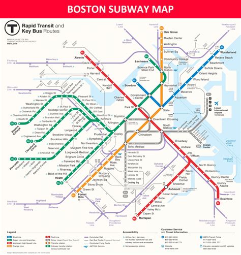 Boston T Map | Metro Maps | Boston Vacation, Subway Map, Boston - Mbta ...