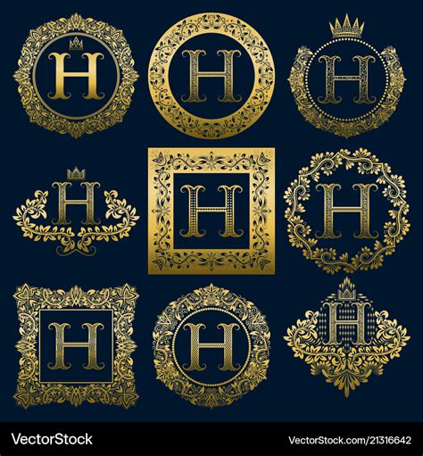 Vintage monograms set h letter Royalty Free Vector Image