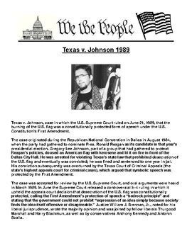 Texas v. Johnson 1989 Article & Assignment by Pointer Education | TpT