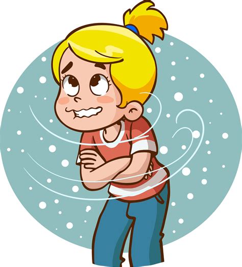 Shivering boy feeling cold, freezing temperature, cold weather. 22098970 Vector Art at Vecteezy