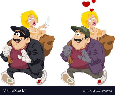 Kidnapper carry happy young woman funny people Vector Image