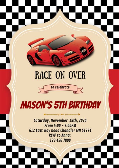 Race car birthday party invitation Template | PosterMyWall