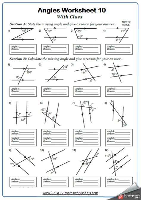 10th Grade Geometry Angles Worksheet Pdf – Kidsworksheetfun