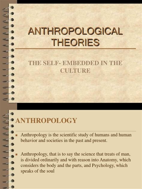 ANTHROPOLOGICAL THEORIES.ppt | Anthropology | Sociocultural Evolution ...