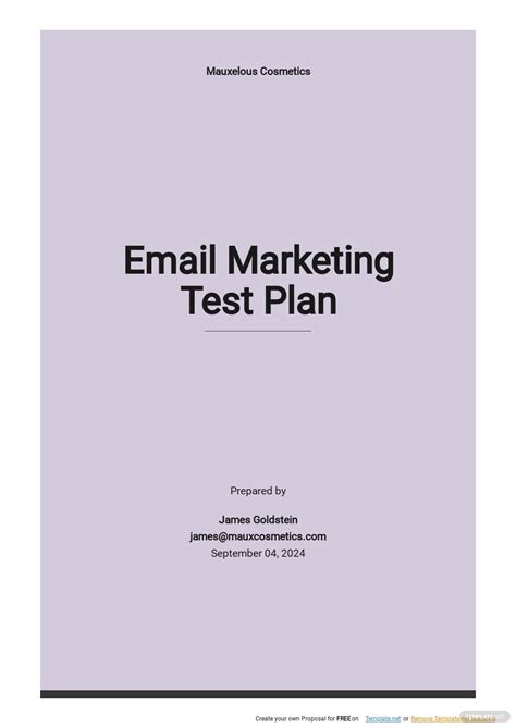 Marketing Test Plan Template