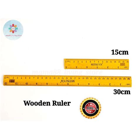 Wooden Ruler 15cm/30cm Pembaris Kayu