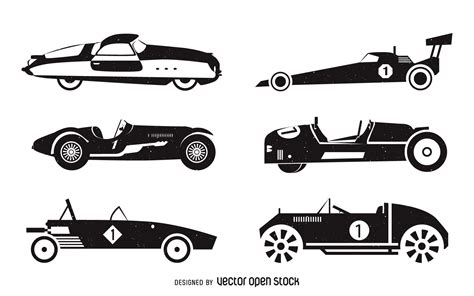 Vintage Racing Cars Silhouette Set Vector Download