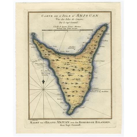 Antique Map of the Island Anjouan by Van Schley (c.1750)