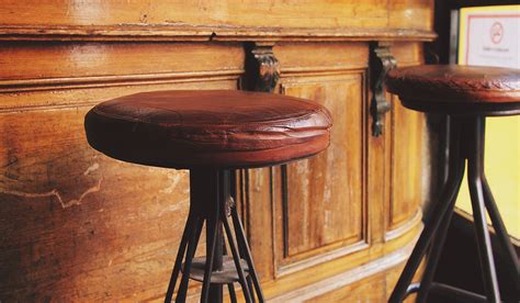 gray metal base brown leather round bar stool free image | Peakpx