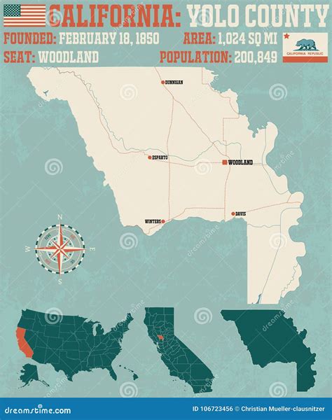 Yolo County Map In California. Vector Illustration | CartoonDealer.com #106723456