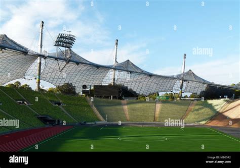 The famous roof of the Munich Olympic stadium designed by Behnisch and ...