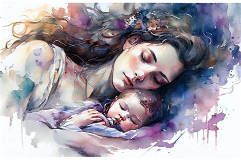 Premium Photo | Mother and Baby Sleeping Art