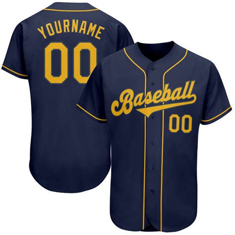 Custom Own Navy Gold Authentic Baseball Stitched Jersey Free Shipping – Fiitg