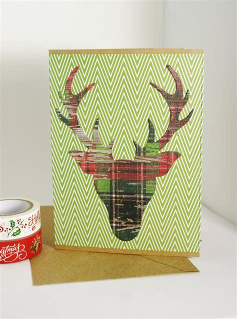 Reindeer Card Holiday Card Deer Silhouette Merry