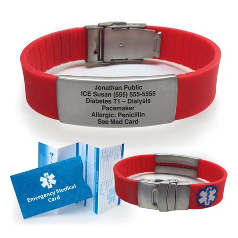 Medical ID Sport Bracelet Waterproof Silicone Free Engraving