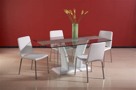 Glass Top & White Base Modern Dining Table w/Optional Chairs
