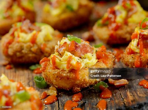 Deep Fried Deviled Eggs With Sriracha Bacon And Green Onions High-Res ...