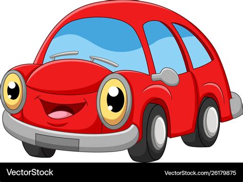 Smiling red car cartoon on white background Vector Image