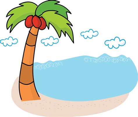 Free Clipart Of A palm tree and beach