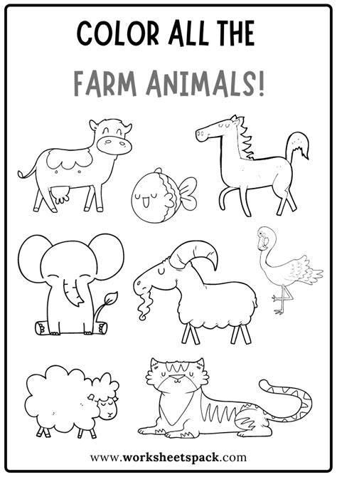 Color All the Farm Animals Worksheet, Free Farm Animals Coloring Book PDF - Printable and Online ...