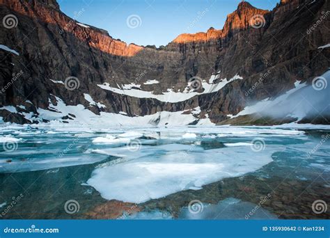 Sunrise at Iceberg Lake in Glacier National Park, Montana, USA Stock Photo - Image of lake ...