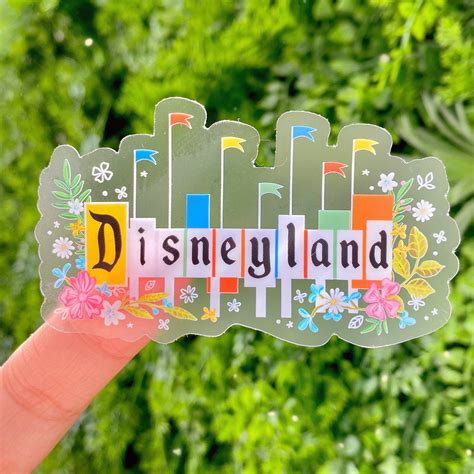 Vintage Disneyland Floral Sign Transparent Laptop Sticker/ | Etsy