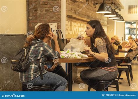 Market Food in Chelsea Neighborhood District Manhattan NYC, People Eating in Cafe Restaurant ...