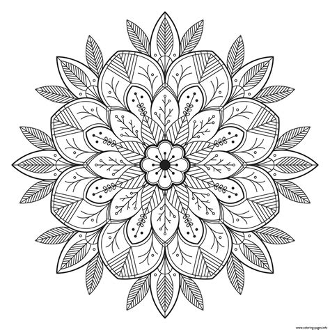 Mandala Leaves And Flowers Coloring page Printable