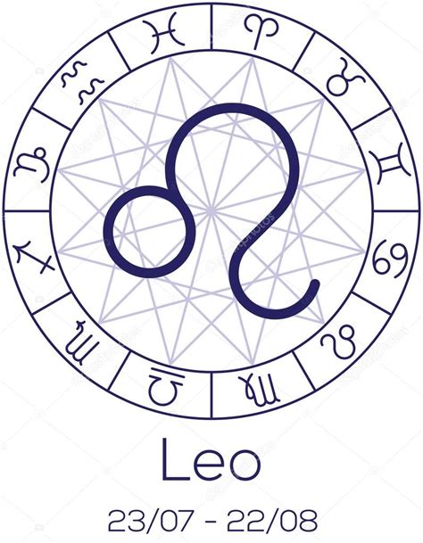 Zodiac sign - Leo. Astrological symbol in wheel. Stock Vector Image by ...