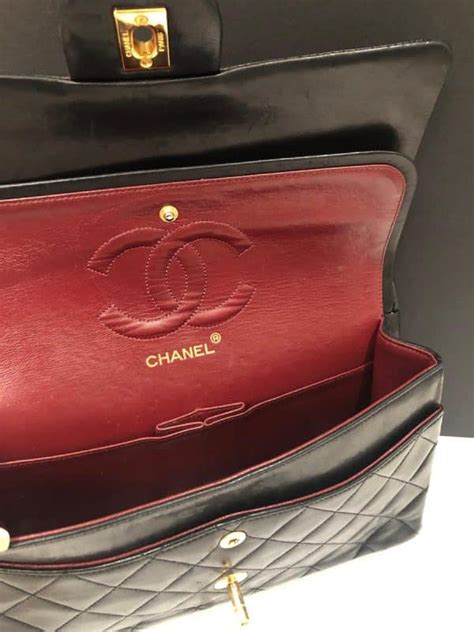 CHANEL Vintage 2.55 Black Double Flap Classic Shoulder Bag Lambskin ...