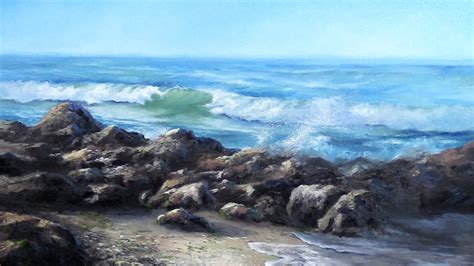 California Seascape | Ocean Wave & Rocks oil painting - YouTube