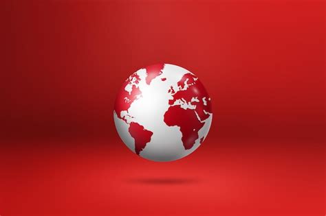 Premium Photo | World globe earth map isolated on red Horizontal background