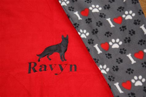 REVERSIBLE Pet Blanket Dog Blanket Fleece Custom Embroidered with Dog Name Made to Order ...