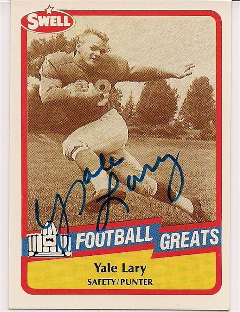 Signed YALE LARY 1989 Swell Football Card - Main Line Autographs