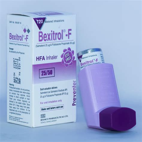 Bexitrol F HFA, (Salmeterol Xinafoate 25 mcg + Fluticasone Propionate 50/125/250 mcg HFA ...