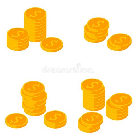 Coin, Isometric, Pile of Money, Vector, Flat Icon Stock Vector - Illustration of background ...