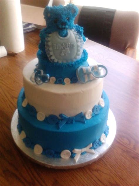 Blue And White Teddy Bear - CakeCentral.com