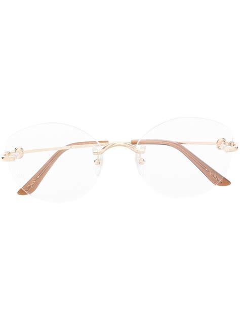 Cartier Round Rimless Optical Glasses In Gold | ModeSens